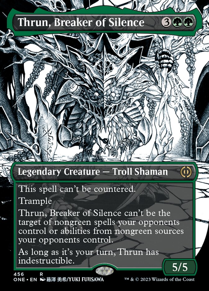 Thrun, Breaker of Silence (Borderless Manga Step-and-Compleat Foil) [Phyrexia: All Will Be One] - PokeCharles PokeStore