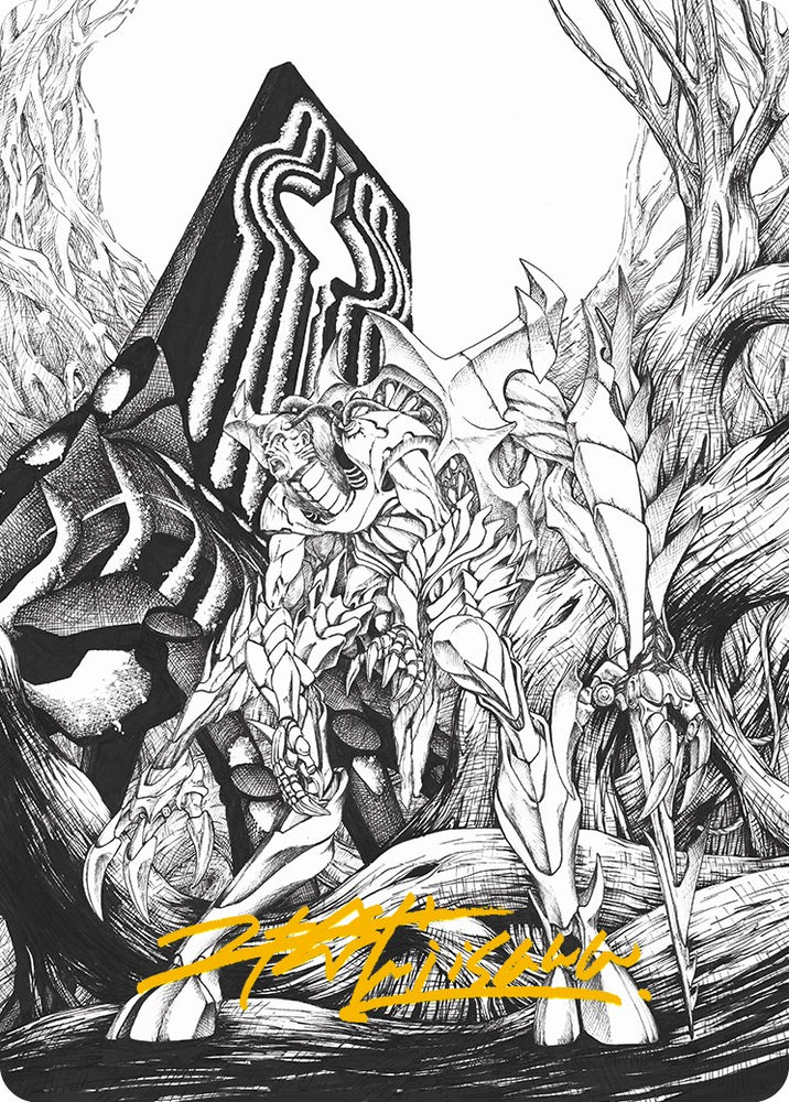 Lukka, Bound to Ruin Art Card (Gold-Stamped Signature) [Phyrexia: All Will Be One Art Series] - PokeCharles PokeStore