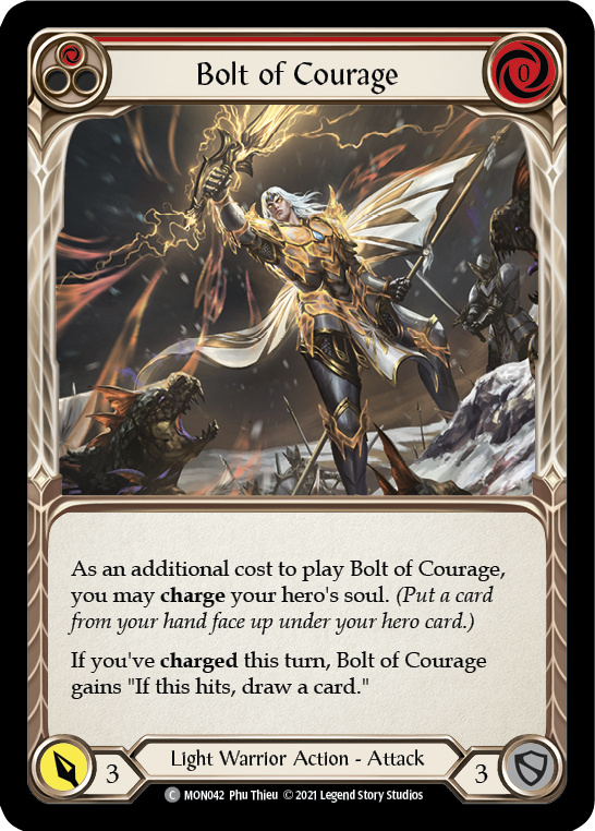 Bolt of Courage (Red) [MON042-RF] (Monarch)  1st Edition Rainbow Foil - PokeCharles PokeStore