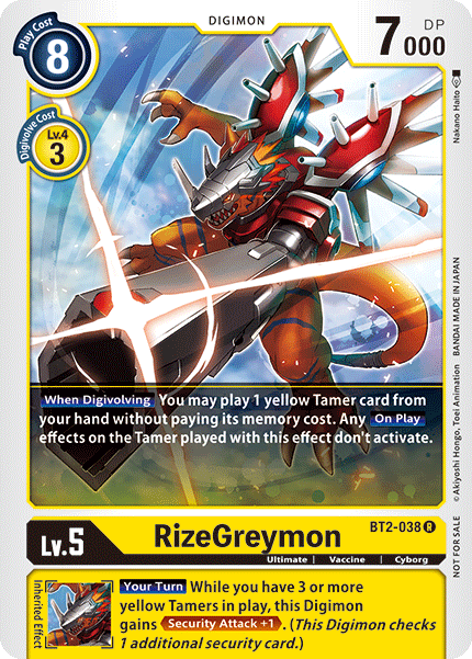 RizeGreymon [BT2-038] (Tournament Pack) [Release Special Booster Ver.1.5 Promos] - PokeCharles PokeStore