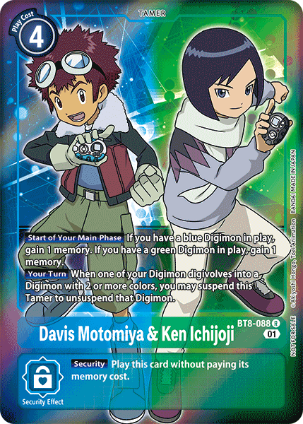 Davis Motomiya & Ken Ichijoji [BT8-088] (Alternative Art - Box Topper) [New Awakening] - PokeCharles PokeStore
