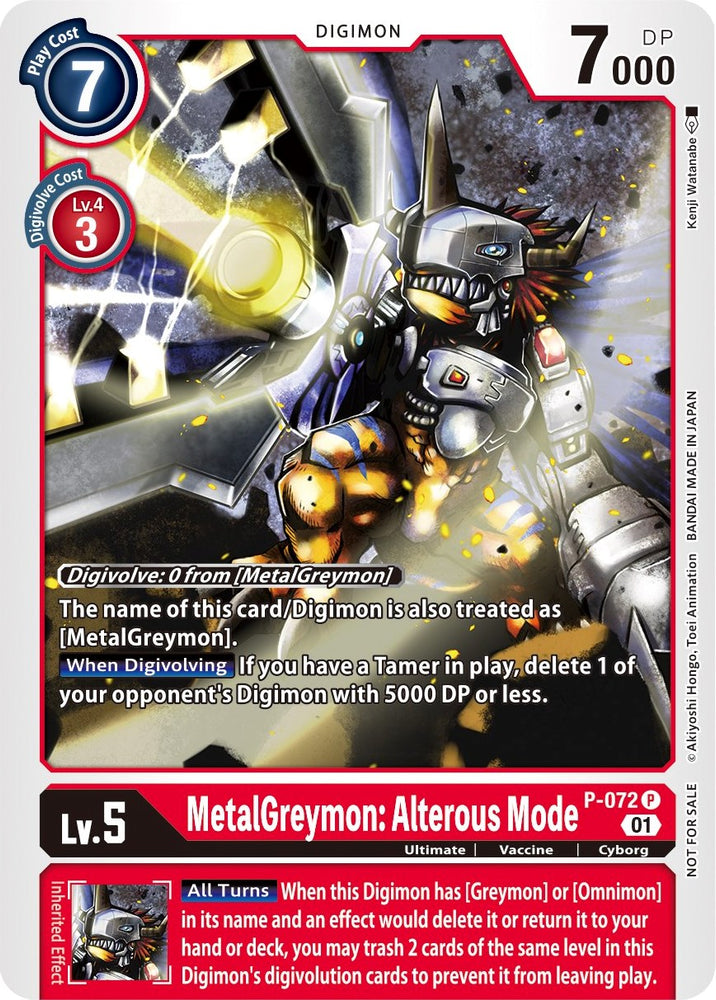 MetalGreymon: Alterous Mode [P-072] (Update Pack) [Promotional Cards] - PokeCharles PokeStore
