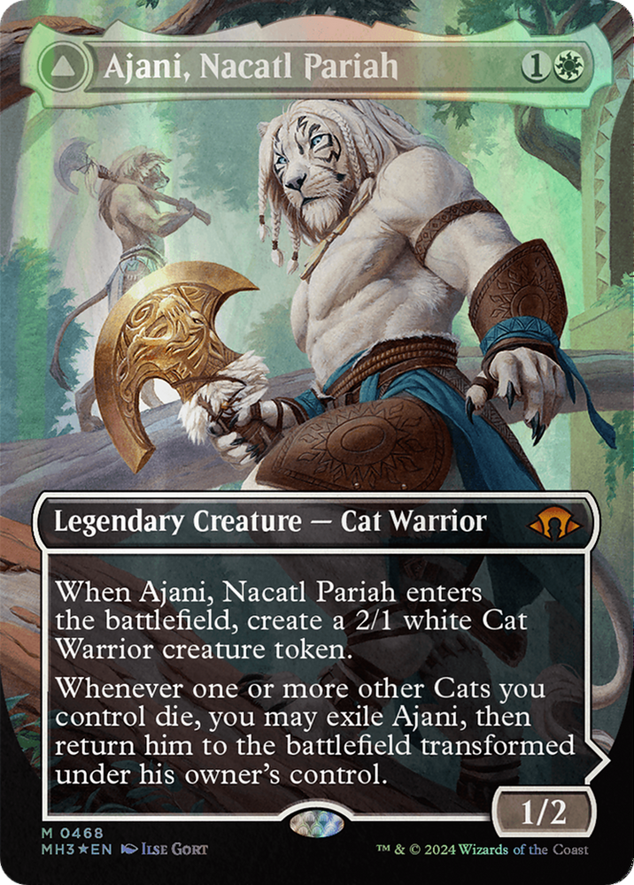 Ajani, Nacatl Pariah // Ajani, Nacatl Avenger (Borderless) (Textured Foil) [Modern Horizons 3] - PokeCharles PokeStore