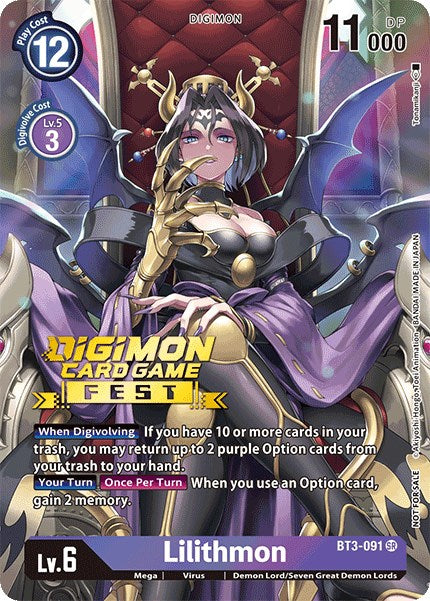 Lilithmon [BT3-091] (Digimon Card Game Fest 2022) [Release Special Booster Promos] - PokeCharles PokeStore
