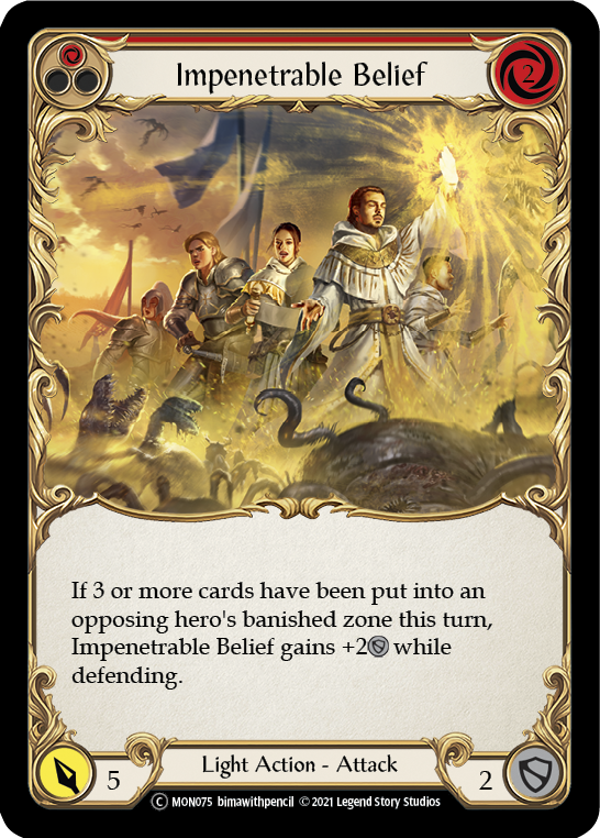 Impenetrable Belief (Red) [U-MON075-RF] (Monarch Unlimited)  Unlimited Rainbow Foil - PokeCharles PokeStore