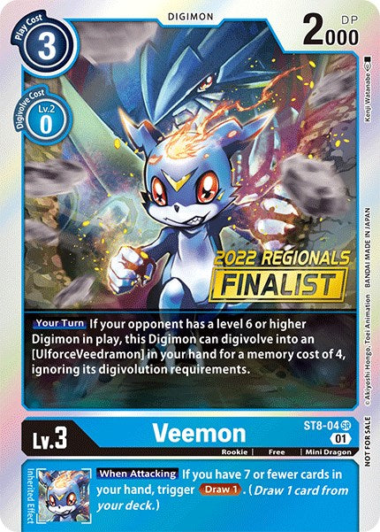 Veemon [ST8-04] (2022 Championship Online Regional) (Online Finalist) [Starter Deck: Ulforce Veedramon Promos] - PokeCharles PokeStore