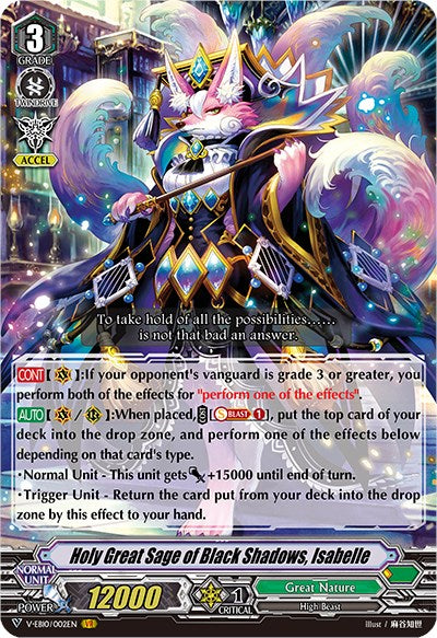 Holy Great Sage of Black Shadows, Isabelle (V-EB10/002EN) [The Mysterious Fortune] - PokeCharles PokeStore