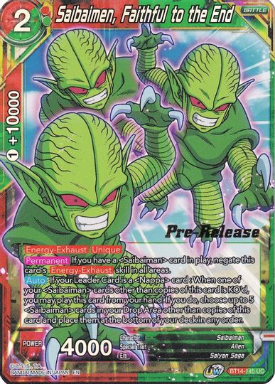 Saibaimen, Faithful to the End (BT14-145) [Cross Spirits Prerelease Promos] - PokeCharles PokeStore