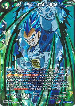 At All Costs Vegeta (Shatterfoil) (BT4-030) [Dragon Brawl] - PokeCharles PokeStore