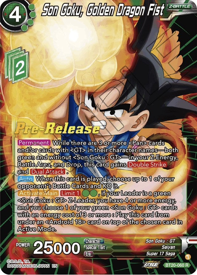 Son Goku, Golden Dragon Fist (BT20-060) [Power Absorbed Prerelease Promos] - PokeCharles PokeStore