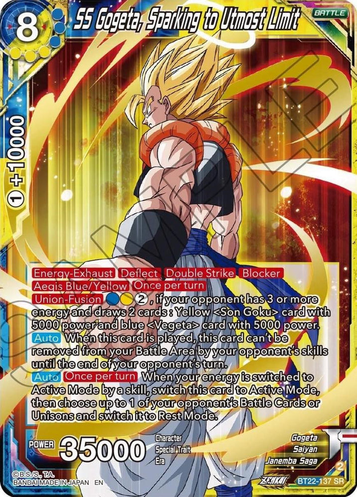 SS Gogeta, Sparking to Utmost Limit (BT22-137) [Critical Blow] - PokeCharles PokeStore