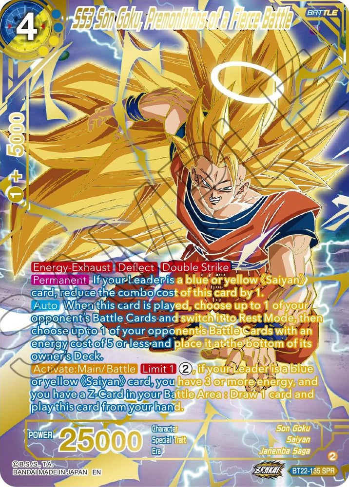 SS3 Son Goku, Premonitions of a Fierce Battle (SPR) (BT22-135) [Critical Blow] - PokeCharles PokeStore