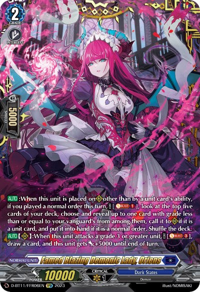 Famed Blazing Demonic Lady, Oriens (D-BT11/FFR06EN) [Clash of the Heroes] - PokeCharles PokeStore