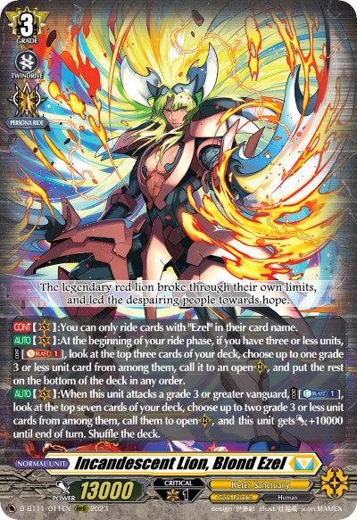 Incandescent Lion, Blond Ezel (D-BT11/011EN) [Clash of the Heroes] - PokeCharles PokeStore