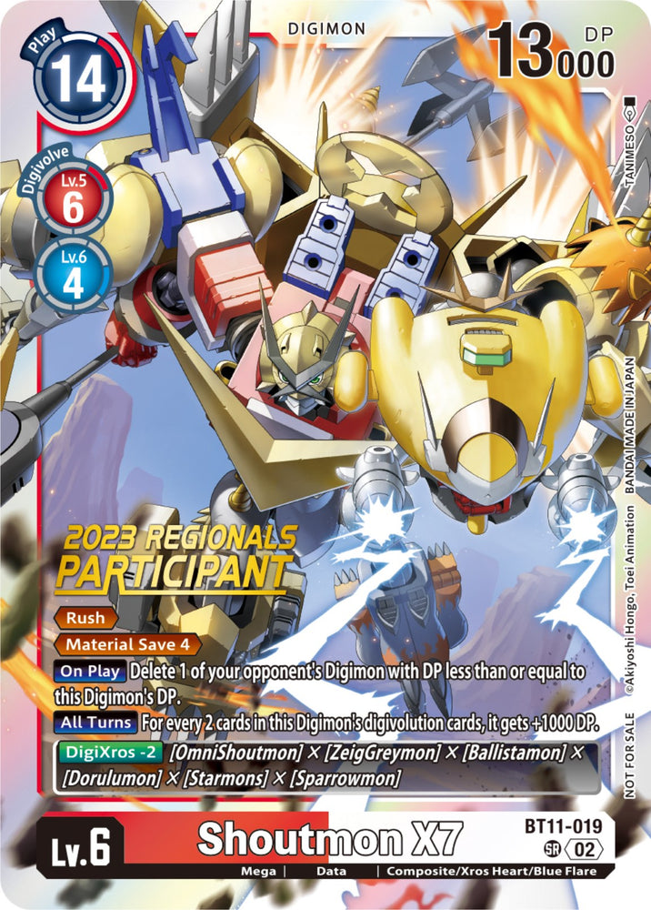 Shoutmon X7 [BT11-019] (2023 Regionals Participant) [Dimensional Phase] - PokeCharles PokeStore