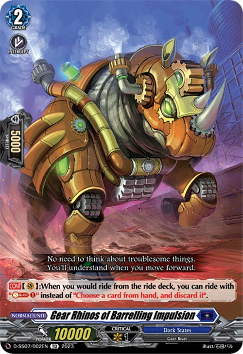 Gear Rhinos of Barrelling Impulsion (D-SS07/002EN) [Trial Deck 7: Descendants of the Marine Emperor] - PokeCharles PokeStore