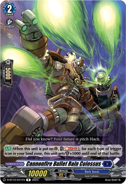 Cannonfire Bullet Rain Colossus (D-BT12/041EN) [Evenfall Onslaught] - PokeCharles PokeStore