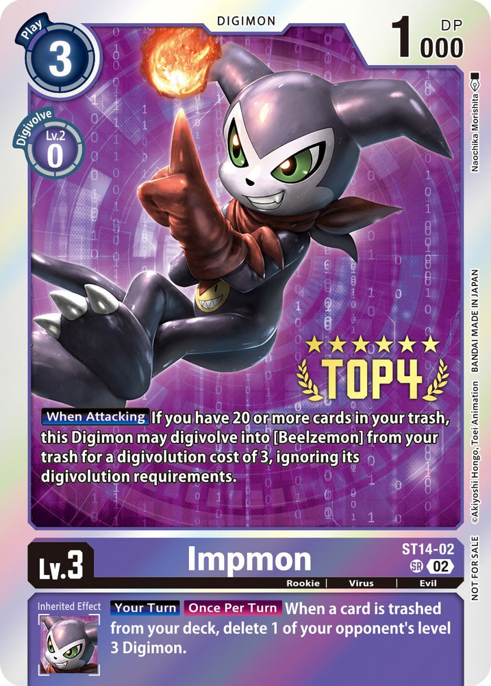 Impmon [ST14-02] (Digimon 3-On-3 November 2023 Top 4) [Starter Deck: Beelzemon Advanced Deck Set] - PokeCharles PokeStore