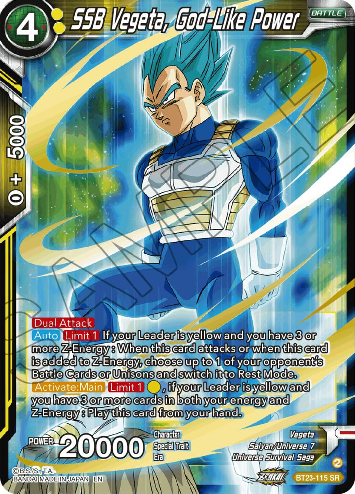 SSB Vegeta, God-Like Power (BT23-115) [Perfect Combination] - PokeCharles PokeStore