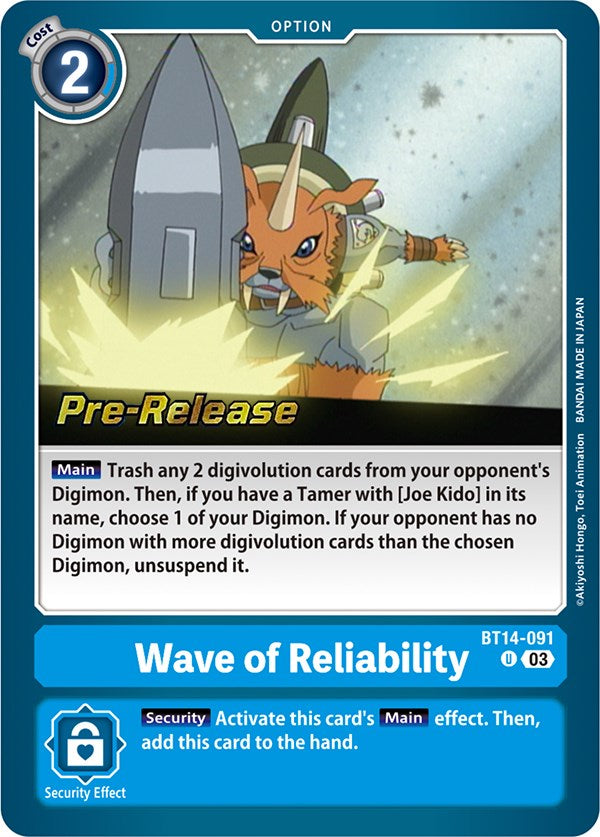 Wave of Reliability [BT14-091] [Blast Ace Pre-Release Cards] - PokeCharles PokeStore