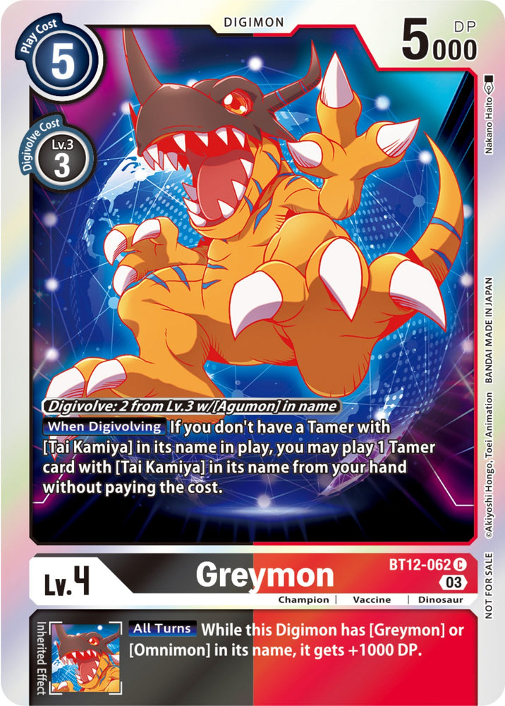 Greymon [BT12-062] (Official Tournament Pack Vol.11) [Across Time] - PokeCharles PokeStore