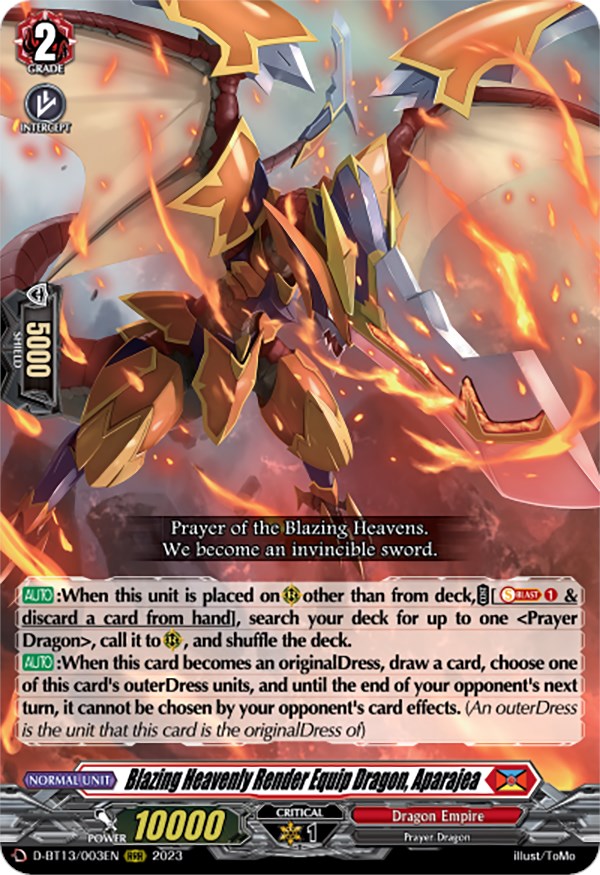Blazing Heavenly Render Equip Dragon, Aparajea (D-BT13/003EN) [Flight of Chakrabarthi] - PokeCharles PokeStore
