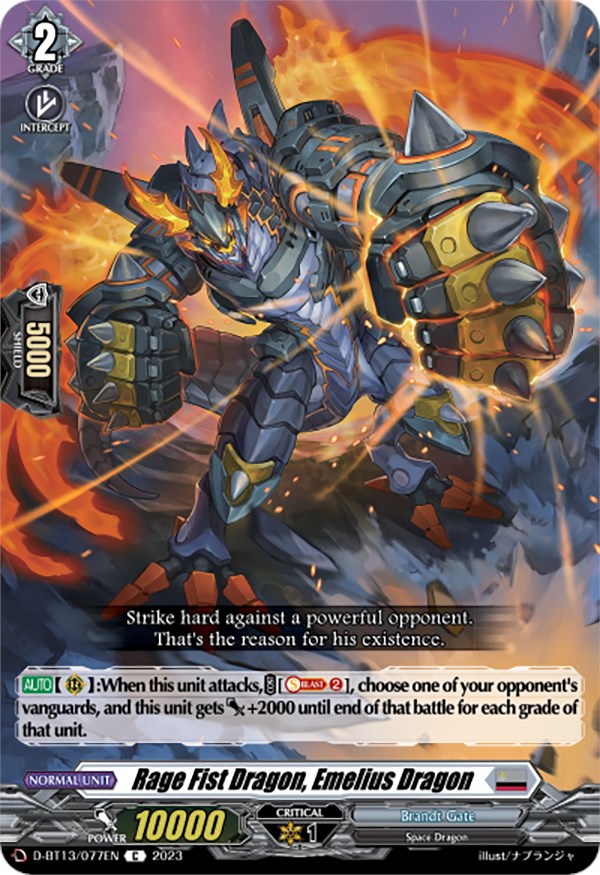 Rage Fist Dragon, Emelius Dragon (D-BT13/077EN) [Flight of Chakrabarthi] - PokeCharles PokeStore