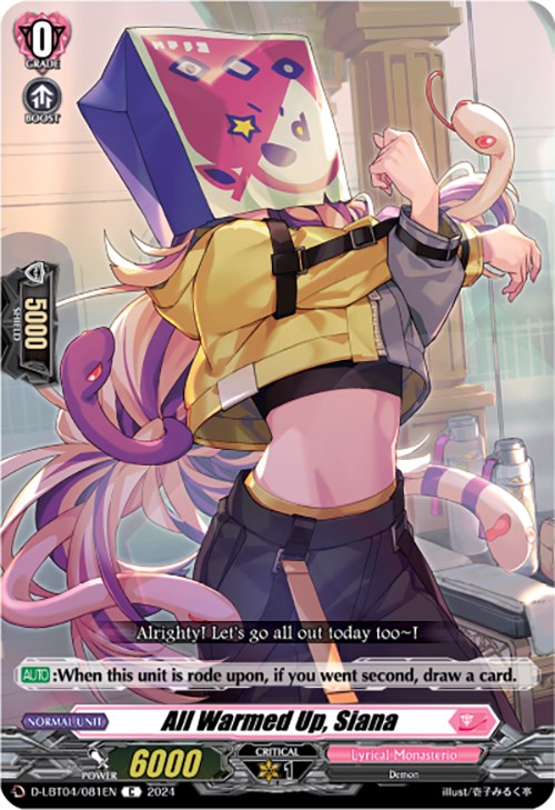 All Warmed Up, Siana (D-LBT04/081EN) [Lyrical Monasterio: Trick or Trick!] - PokeCharles PokeStore