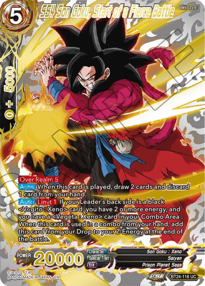 SS4 Son Goku, Start of a Fierce Battle (Collector Booster) (BT24-116) [Beyond Generations] - PokeCharles PokeStore