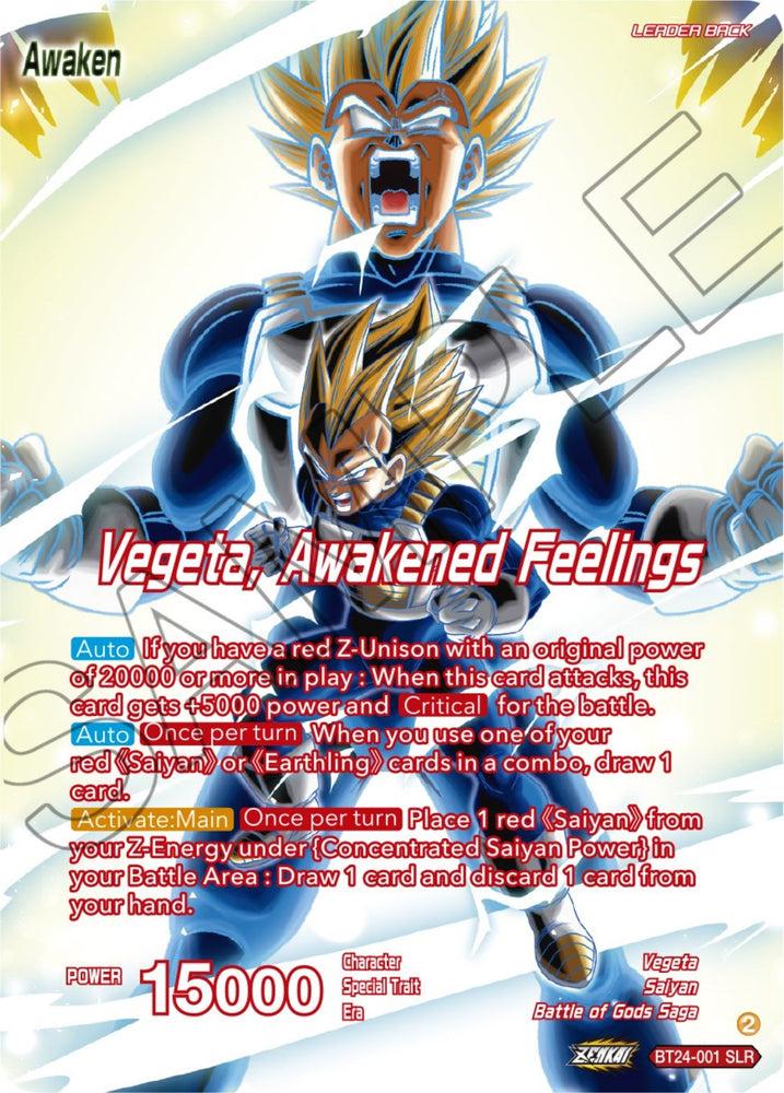 Vegeta // Vegeta, Awakened Feelings (SLR) (BT24-001) [Beyond Generations] - PokeCharles PokeStore