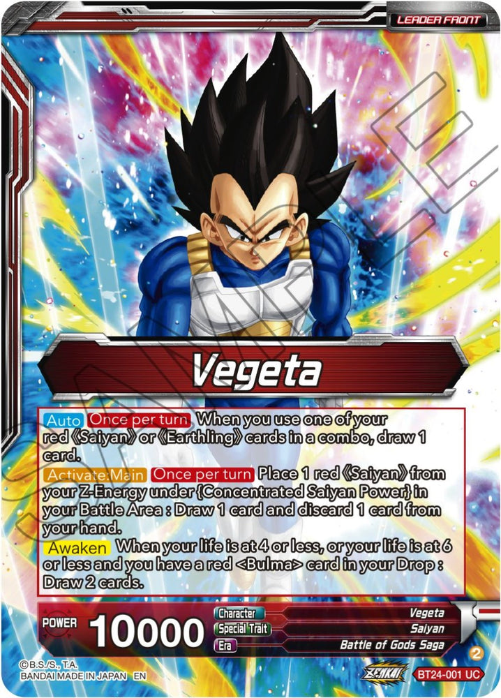 Vegeta // Vegeta, Awakened Feelings (SLR) (BT24-001) [Beyond Generations] - PokeCharles PokeStore