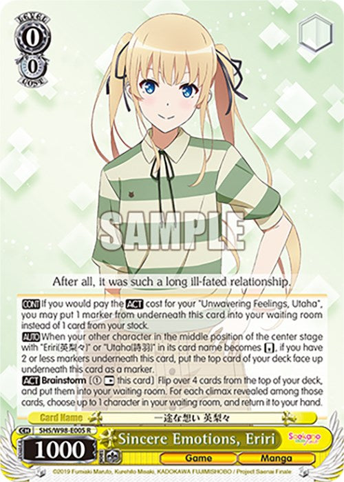 Sincere Emotions, Eriri (SHS/W98-E005 R) [Saekano the Movie: Finale] - PokeCharles PokeStore