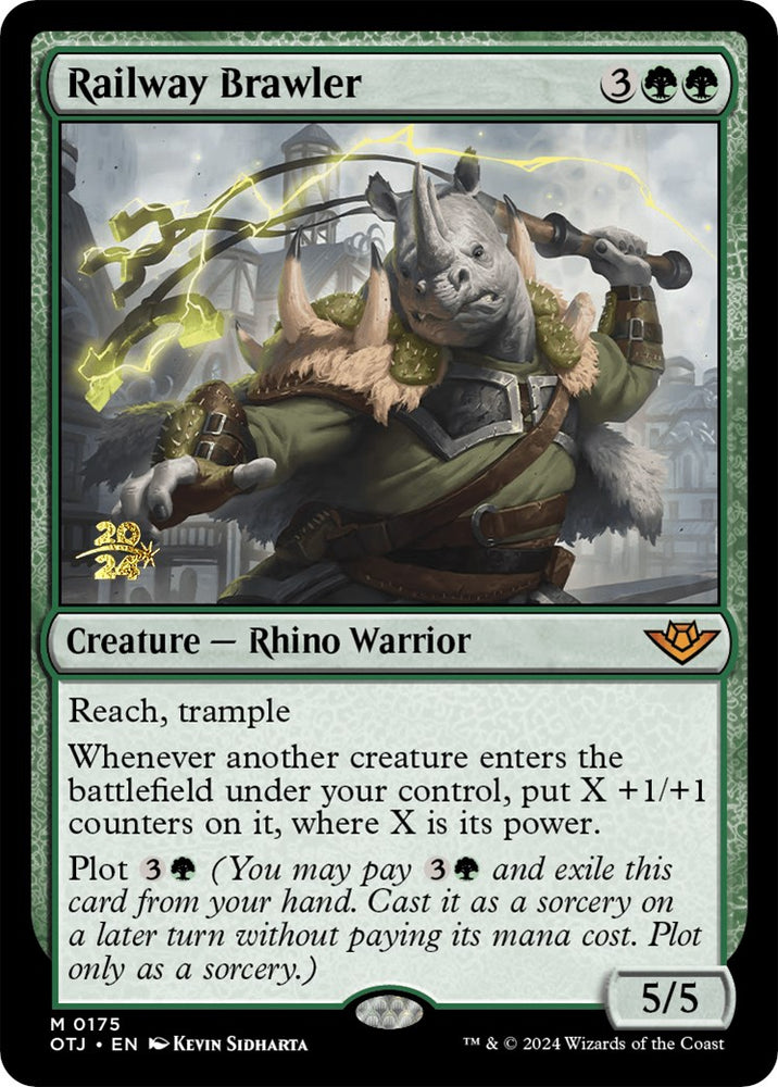 Railway Brawler [Outlaws of Thunder Junction Prerelease Promos] - PokeCharles PokeStore