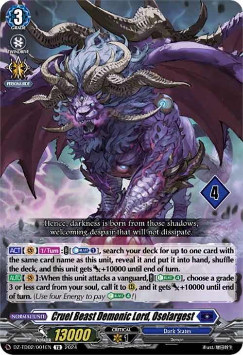 Cruel Beast Demonic Lord, Oselargest (4) (DZ-TD02/001EN) [Start Up Trial Deck: Dark States] - PokeCharles PokeStore