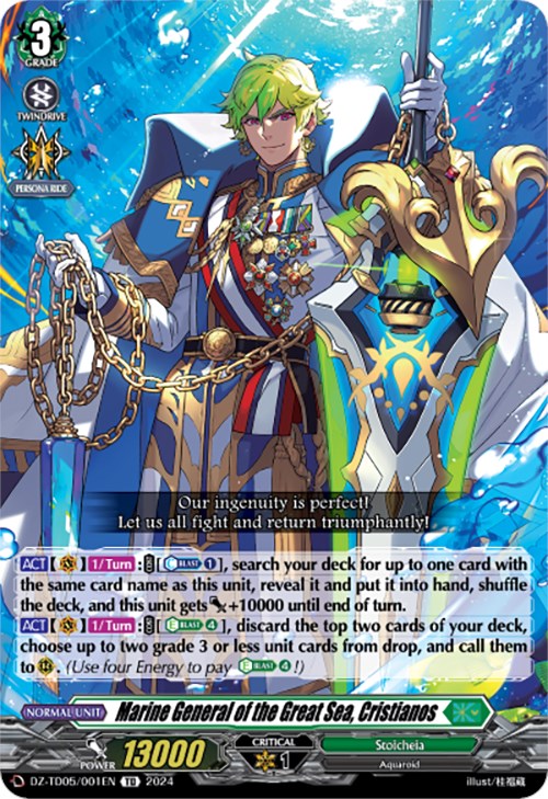 Marine General of the Great Sea, Cristianos (DZ-TD05/001EN) [Start Up Trial Deck: Stoicheia] - PokeCharles PokeStore
