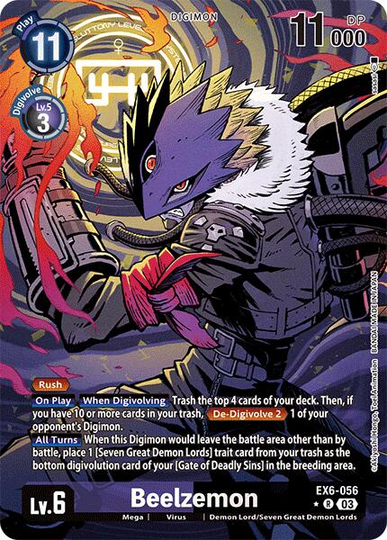 beelzemon digimon card game Bandai - Official Sleeves Limited edition Secret Rare Beelemon card from the Sinister Order series Digimon Card Beelzemon Blast Mode