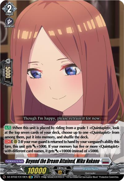 Beyond the Dream Attained, Miku Nakano (EXC) (DZ-BT02/EX19EN) [Illusionless Strife] - PokeCharles PokeStore