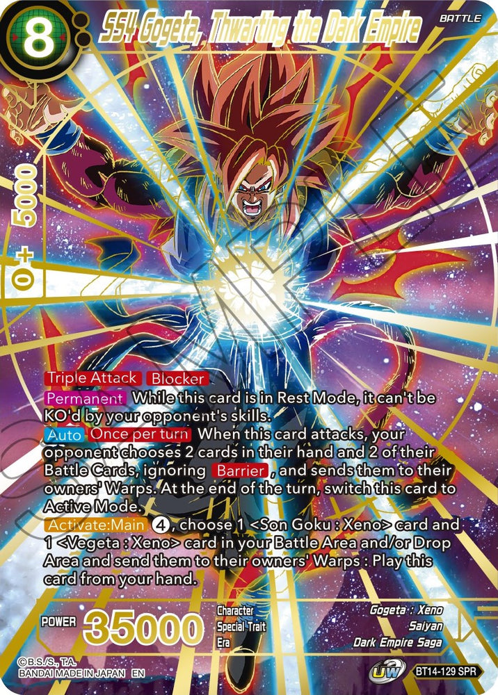 SS4 Gogeta, Thwarting the Dark Empire (SPR) (BT14-129) [Cross Spirits] - PokeCharles PokeStore