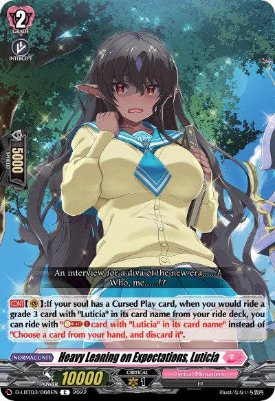 Heavy Leaning on Expectations, Luticia (D-LBT03/068EN) [Lyrical Monasterio: Summertime Memories!] - PokeCharles PokeStore