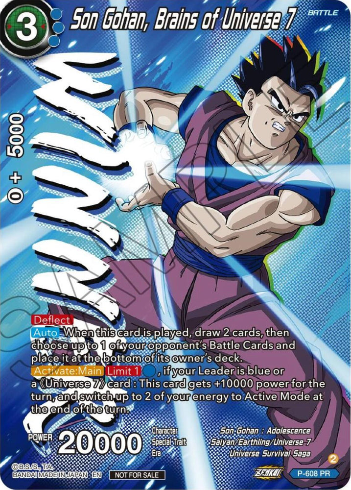 Son Gohan, Brains of Universe 7 (Tournament Pack Vol. 8) (Winner) (P-608) [Promotion Cards] - PokeCharles PokeStore
