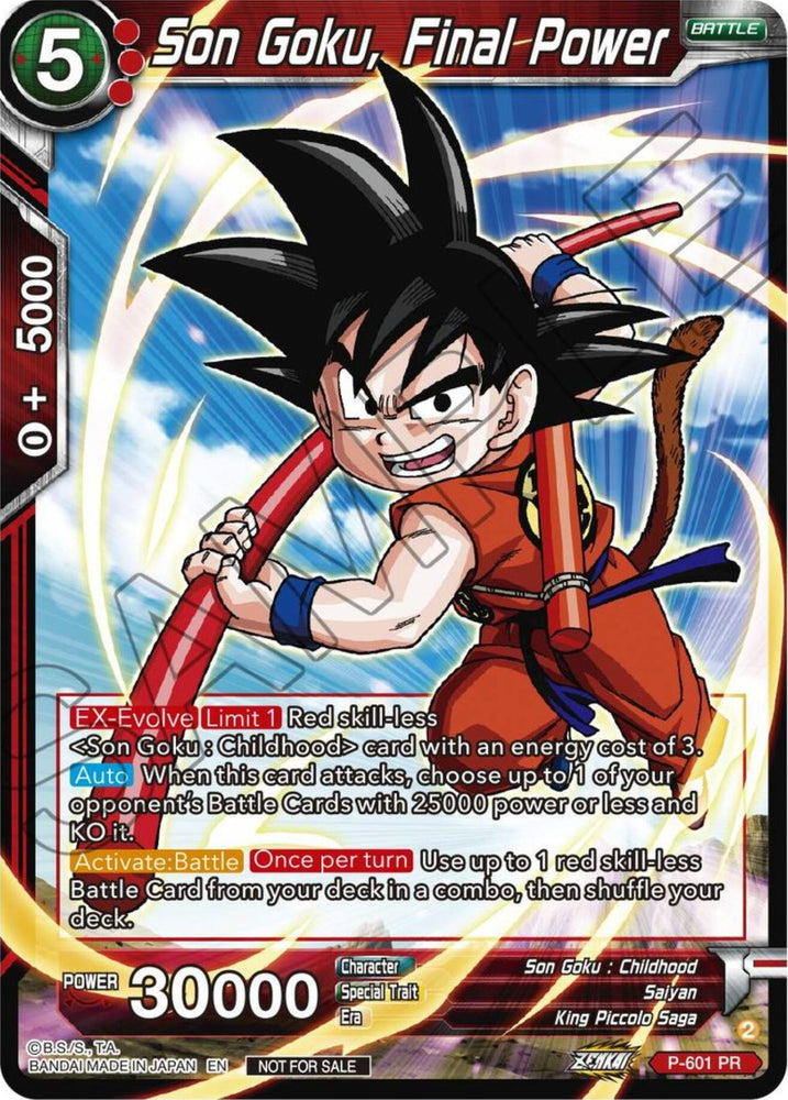 Son Goku, Final Power (Tournament Pack Vol. 8) (P-601) [Promotion Cards] - PokeCharles PokeStore