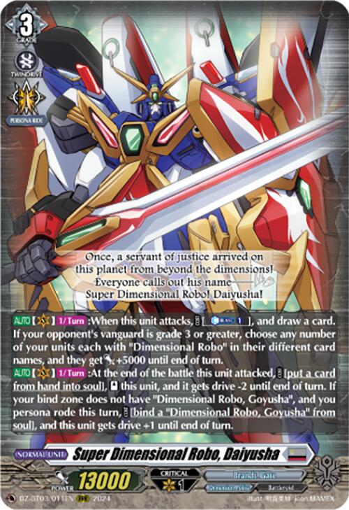 Super Dimensional Robo, Daiyusha (DZ-BT03/011EN) [Dimensional Transcendence] - PokeCharles PokeStore