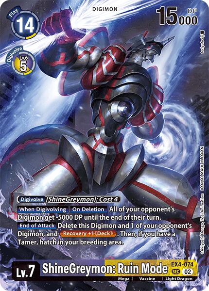ShineGreymon: Ruin Mode [EX4-074] (Alternate Art) [Special Limited Set] - PokeCharles PokeStore