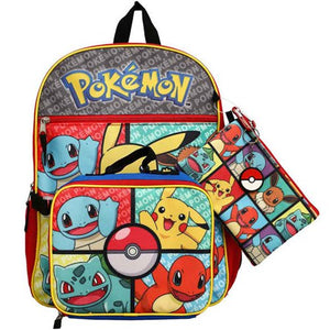 Pokemon 5 Piece Backpack & Lunch Box School Set