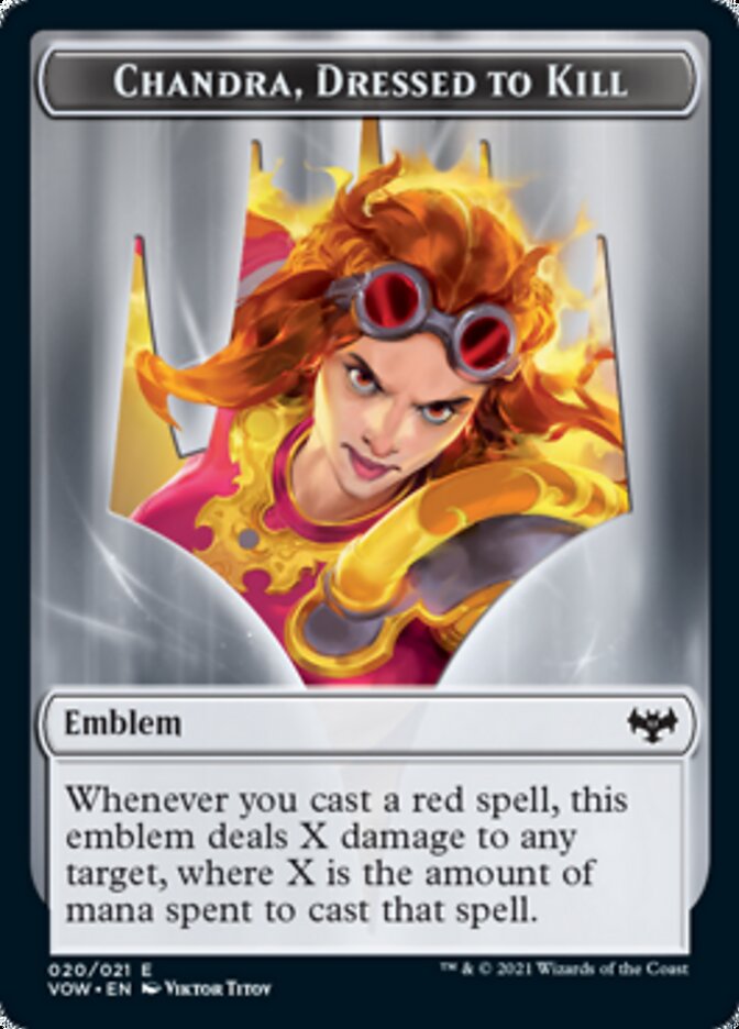 Blood // Chandra, Dressed to Kill Emblem Double-Sided Token [Innistrad: Crimson Vow Tokens] - PokeCharles PokeStore