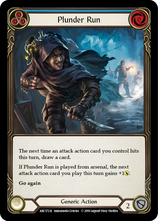 Plunder Run (Blue) [ARC172-R] (Arcane Rising)  1st Edition Rainbow Foil - PokeCharles PokeStore