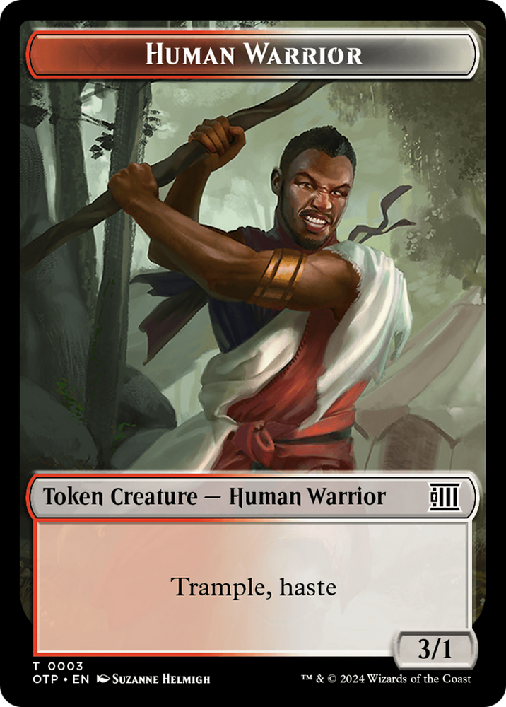 Human Warrior // Plot Double-Sided Token [Outlaws of Thunder Junction: Breaking News Tokens] - PokeCharles PokeStore