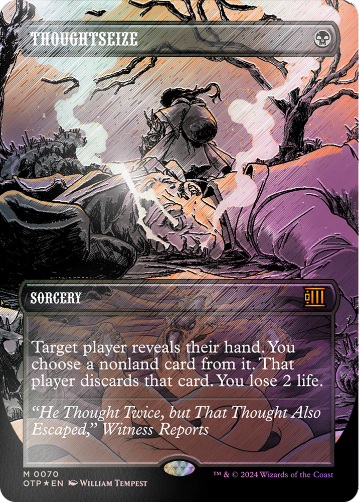 Thoughtseize (Textured Foil) [Outlaws of Thunder Junction: Breaking News] - PokeCharles PokeStore