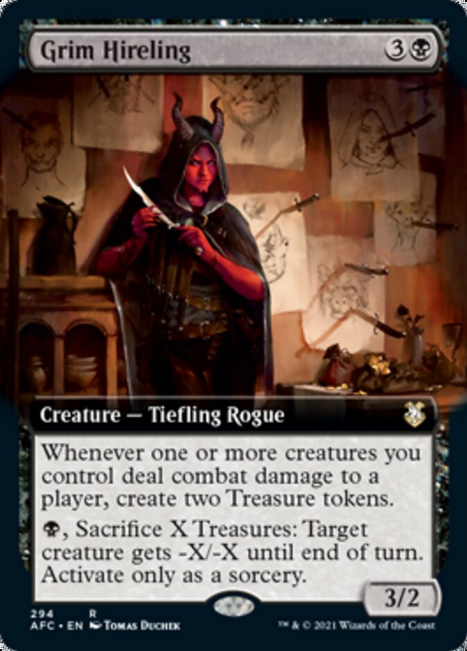 Grim Hireling (Extended Art) [Dungeons & Dragons: Adventures in the Forgotten Realms Commander] - PokeCharles PokeStore