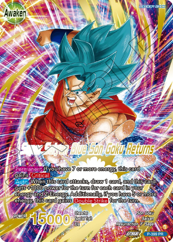 Son Goku // Super Saiyan Blue Son Goku Returns (Gold-Stamped) (P-399) [Promotion Cards] - PokeCharles PokeStore